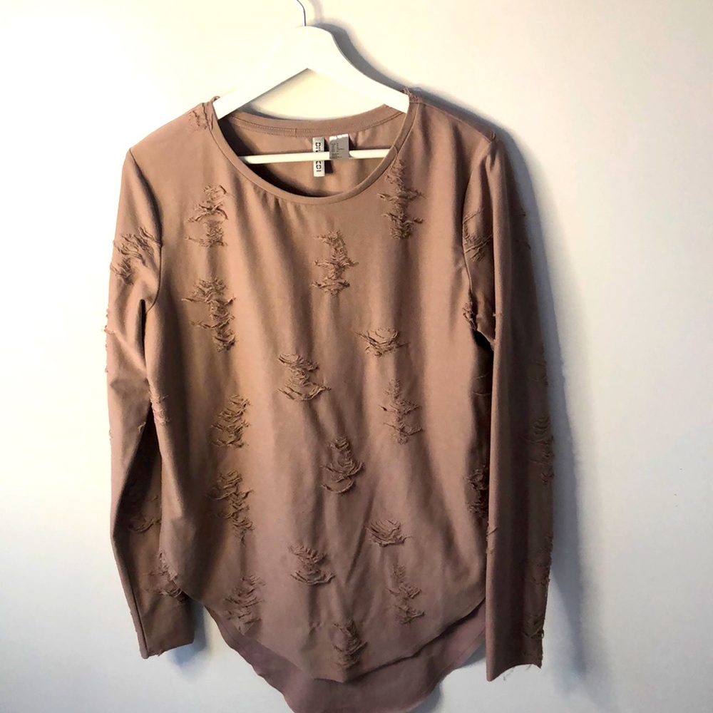 Brown  long sleeve top, longer  in the back